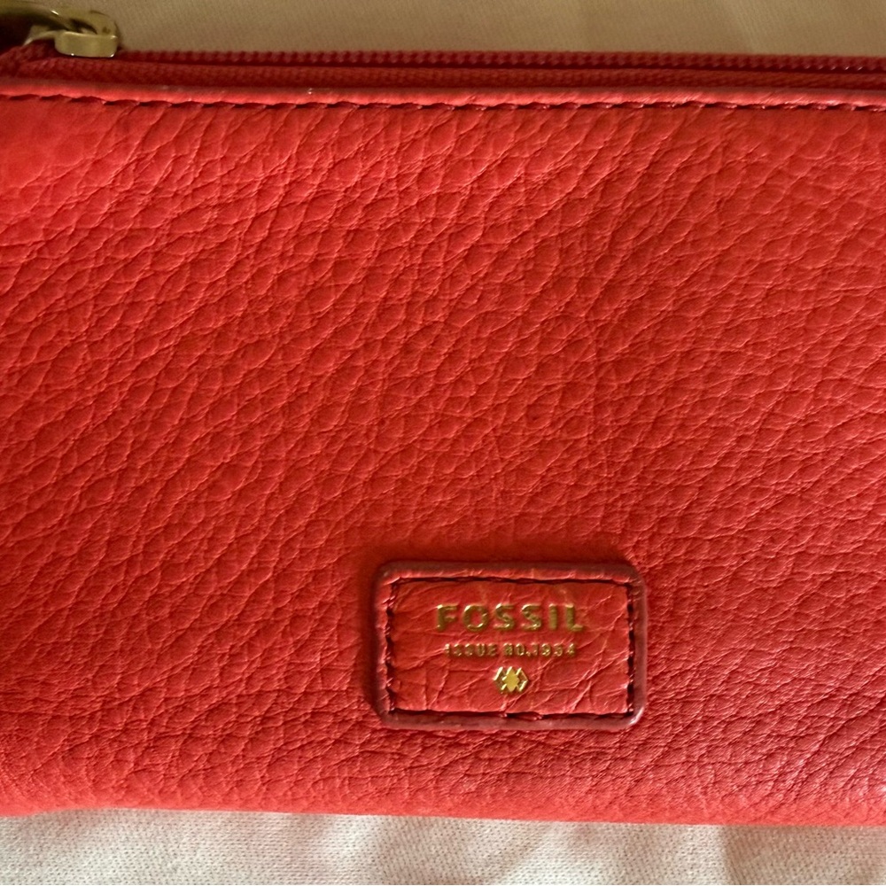 Fossil Orange Leather Clutch